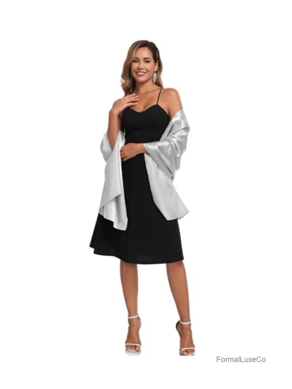 Satin Wrap Pashmina Shawl for Evening Dresses Wedding Guest Scarf